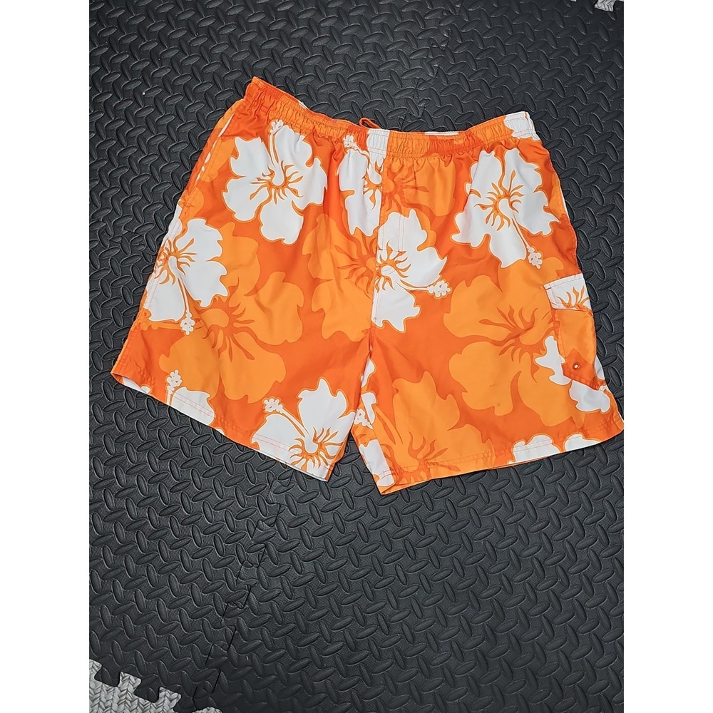 SAND N SUN Orange White HAWAII HIBICUS Liner SWIM SHORTS Trunk XL 40/42